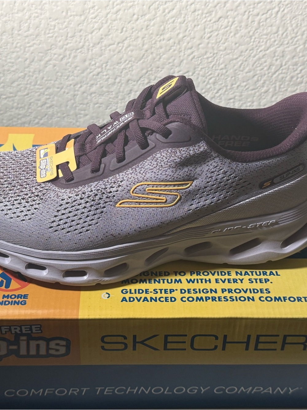Skechers Women’s Gray and Purple Go Walk Slip-Ins Sneakers - Picture 6 of 9